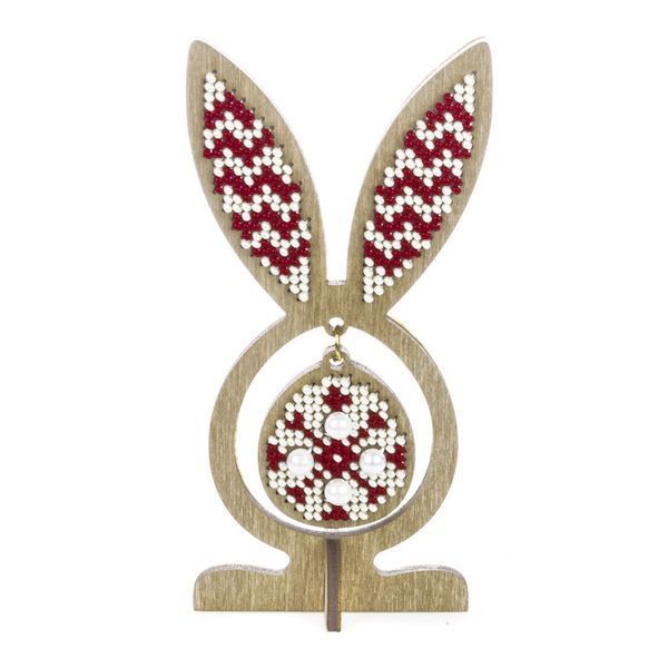 Bead Embroidery Kit On A Wooden Base &ndash; &ldquo;Egg With Ears &ndash; Spring Mosaic&rdquo; FLK-575