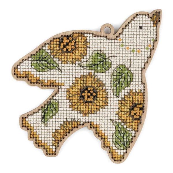 Wooden Cross-Stitch Kit &ndash; &ldquo;Free Bird &ndash; Sunflower&rdquo; FLW-043