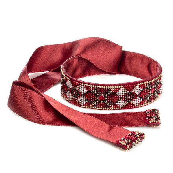 Faux Leather Bead Embroidery Kit &ndash; &ldquo;Choker&rdquo; (3 &times; 30 cm) FLBB-138 Red