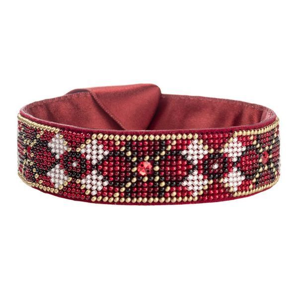 Faux Leather Bead Embroidery Kit &ndash; &ldquo;Choker&rdquo; (3 &times; 30 cm) FLBB-138 Red