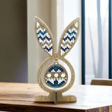Bead Embroidery Kit On A Wooden Base &ndash; &ldquo;Egg With Ears &ndash; Blue Fairy Tale&rdquo; FLK-576