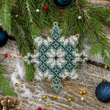Bead Embroidery Kit (Plastic Base) &ndash; &ldquo;Christmas Ornament &ndash; Snowflake&rdquo; FLPL-016
