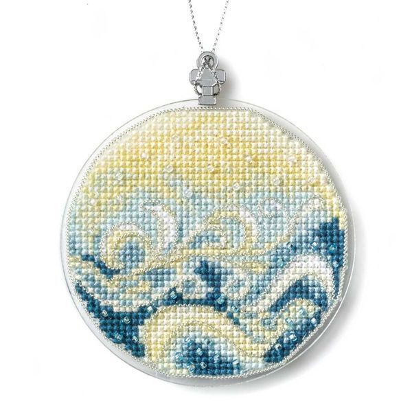 Plastic Cross-Stitch Kit &ndash; &ldquo;Christmas Ornament &ndash; Sea Waves&rdquo; (Double-Sided) FLX-151