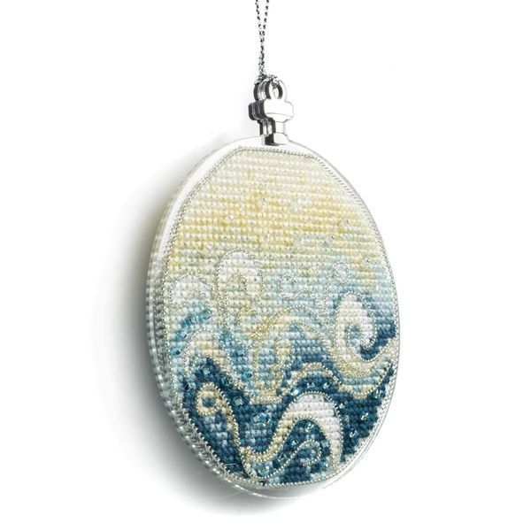 Plastic Cross-Stitch Kit &ndash; &ldquo;Christmas Ornament &ndash; Sea Waves&rdquo; (Double-Sided) FLX-151