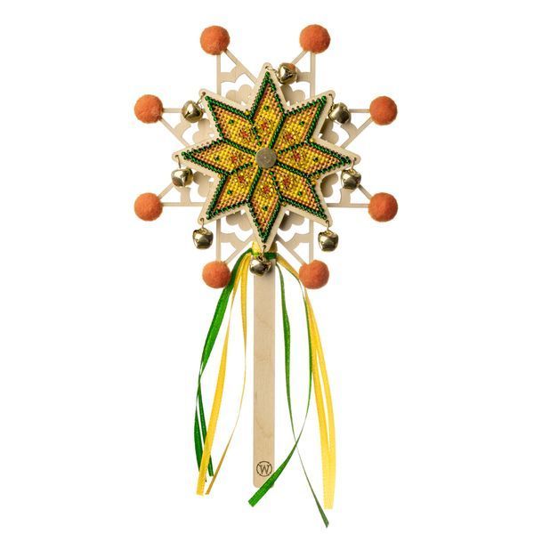 Wooden Cross-Stitch Kit &ndash; &ldquo;Christmas Star &ndash; Golden Ray&rdquo; FLW-124