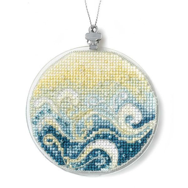Plastic Cross-Stitch Kit &ndash; &ldquo;Christmas Ornament &ndash; Sea Waves&rdquo; (Double-Sided) FLX-151