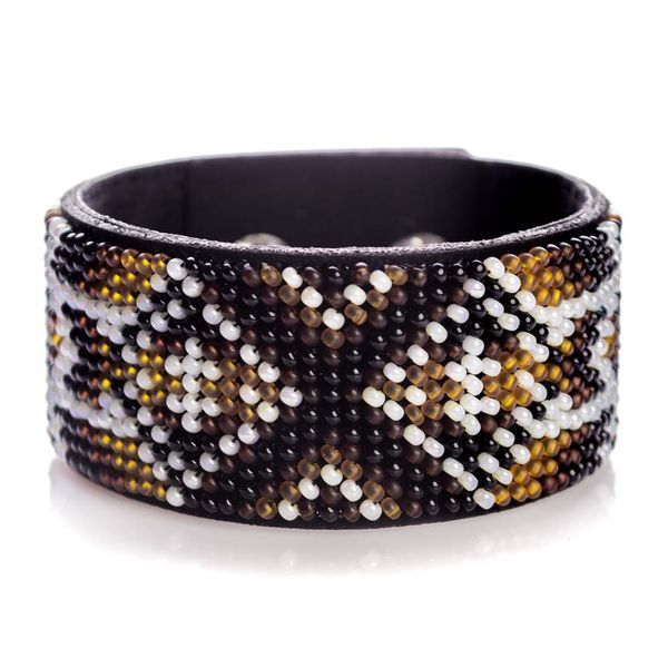 Faux Leather Bead Embroidery Kit &ndash; &ldquo;Bracelet&rdquo; (3 &times; 22 cm) FLBB-121 Black