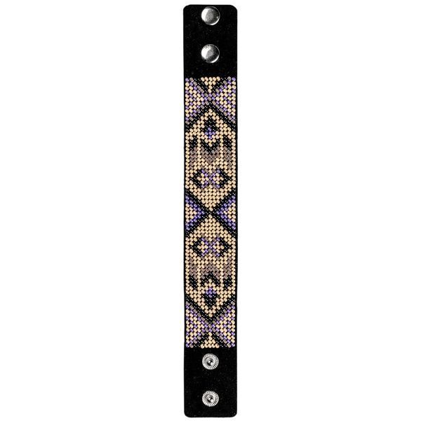 Faux Leather Bead Embroidery Kit &ndash; &ldquo;Bracelet&rdquo; (3 &times; 22 cm) FLBB-011 Black