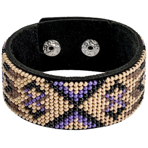 Faux Leather Bead Embroidery Kit &ndash; &ldquo;Bracelet&rdquo; (3 &times; 22 cm) FLBB-011 Black