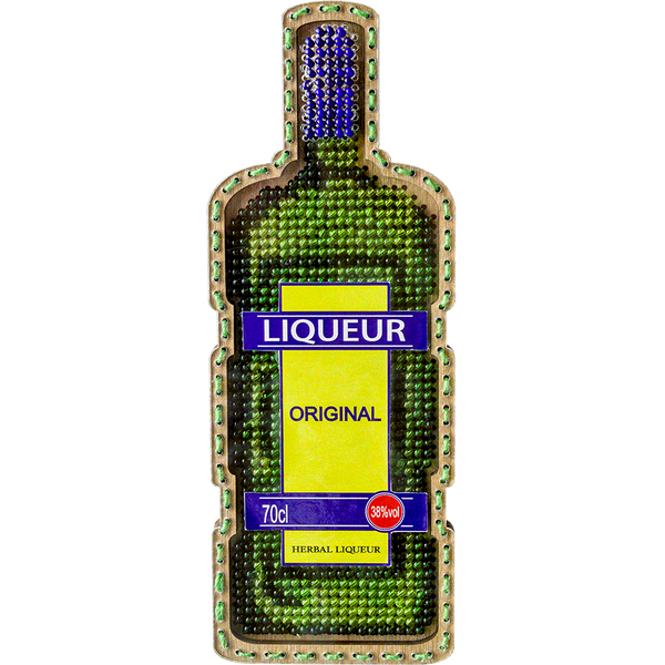 Wooden Bead Embroidery Kit &ndash; &ldquo;Herbal Liqueur Bottle&rdquo; FLK-360