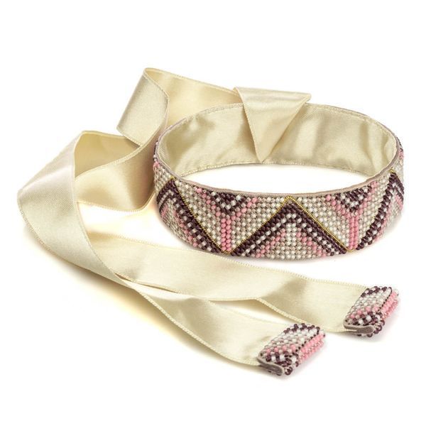 Faux Leather Bead Embroidery Kit &ndash; &ldquo;Choker&rdquo; (3 &times; 30 cm) FLBB-139 Light Beige