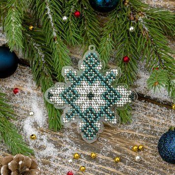 Bead Embroidery Kit (Plastic Base) &ndash; &ldquo;Christmas Ornament &ndash; Snowflake&rdquo; FLPL-017