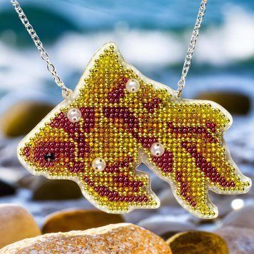 Bead Embroidery Kit (Plastic Base) &ndash; &ldquo;Goldfish&rdquo; (Double-Sided) FLPL-096