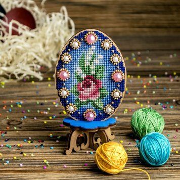 Wooden Cross-Stitch Kit &ndash; &ldquo;Easter Egg&rdquo; FLW-033