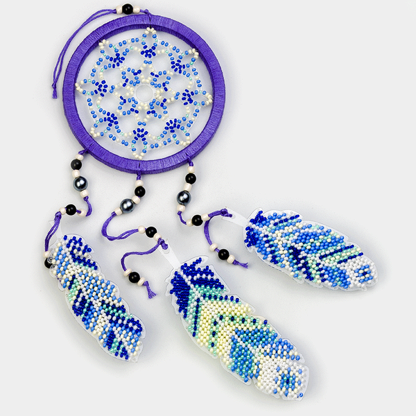 Bead Embroidery Kit (Plastic Base) &ndash; &ldquo;Dreamcatcher &ndash; Blue Night&rdquo; FLPL-032