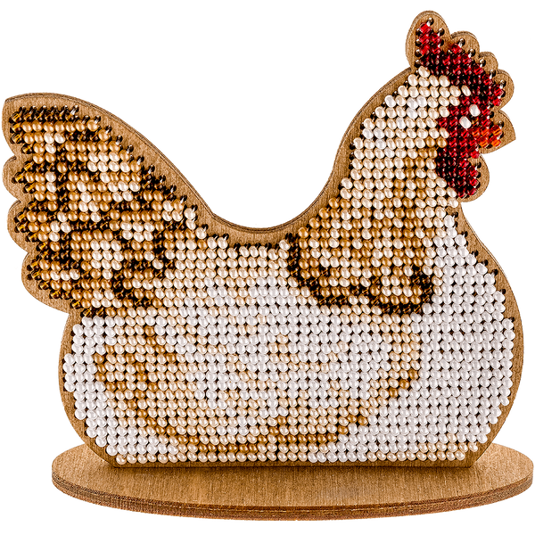 Wooden Bead Embroidery Kit &ndash; &ldquo;Hen&rdquo; FLK-079