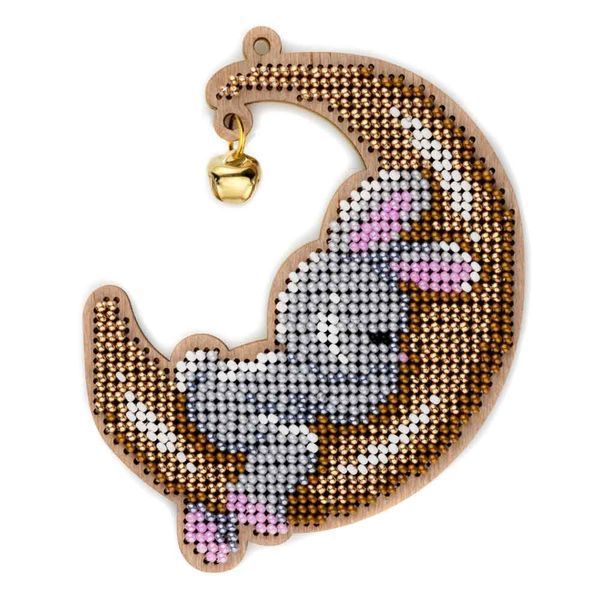 Wooden Bead Embroidery Kit &ndash; &ldquo;Moonlit Dreams &ndash; Bunny&rdquo; FLK-505