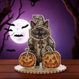 Wooden Cross-Stitch Kit &ndash; &ldquo;Halloween Siamese Cat&rdquo; FLW-059 FLW-059 photo