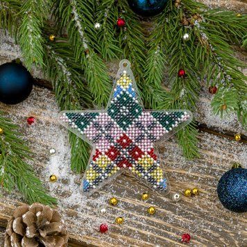 Bead Embroidery Kit (Plastic Base) &ndash; &ldquo;Christmas Ornament &ndash; Star&rdquo; FLPL-033