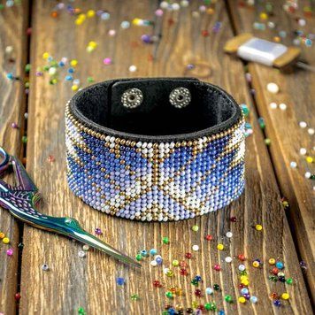 Faux Leather Bead Embroidery Kit &ndash; &ldquo;Bracelet&rdquo; (4 &times; 22 cm) FLBB-103 Black