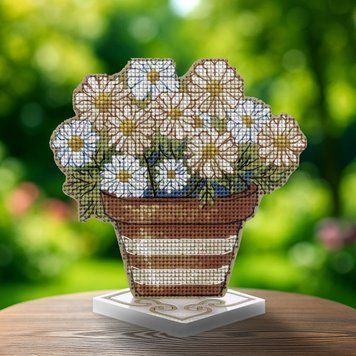 Wooden Cross-Stitch Kit – “Daisies” FLW-076