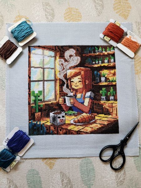Cross-Stitch Pattern &ndash; "Coffee with Cinnamon" OBP-011