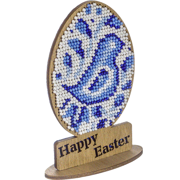 Wooden Bead Embroidery Kit &ndash; &ldquo;Easter Egg &ndash; Happy Easter&rdquo; FLK-336