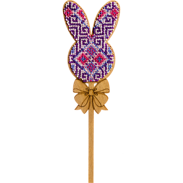 Wooden Bead Embroidery Topper &ndash; &ldquo;Bunny&rdquo; FLK-185