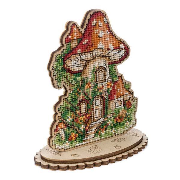 Wooden Cross-Stitch Kit &ndash; &ldquo;Mushroom House&rdquo; FLW-051