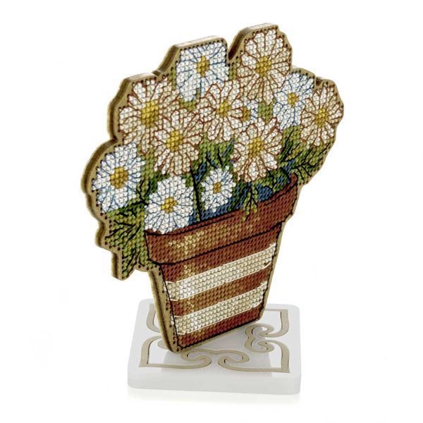 Wooden Cross-Stitch Kit &ndash; &ldquo;Daisies&rdquo; FLW-076