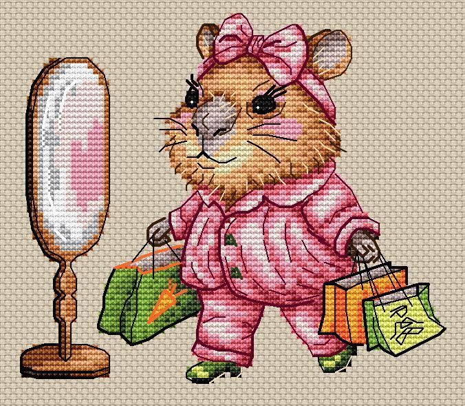 Cross-Stitch Pattern &ndash; "Capybara. Shopping" OBP-002