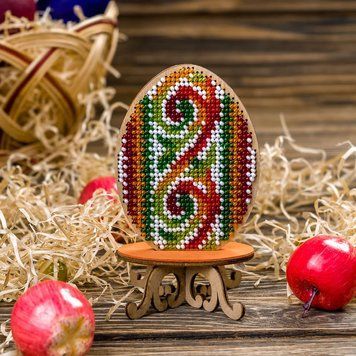 Wooden Bead Embroidery Kit &ndash; &ldquo;Easter Egg&rdquo; FLK-180