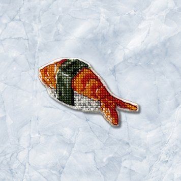 Plastic Cross-Stitch Kit &ndash; "Shrimp Sushi" (Double-Sided) FLX-086