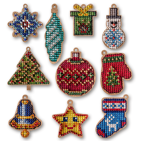 Wooden Embroidery Blanks Set &ndash; &ldquo;New Year&rdquo; FLSW-007