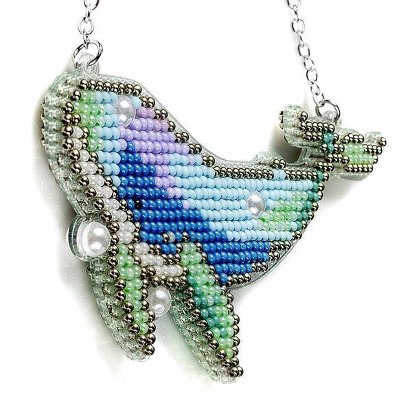 Bead Embroidery Kit (Plastic Base) &ndash; &ldquo;Whale&rdquo; (Double-Sided) FLPL-097