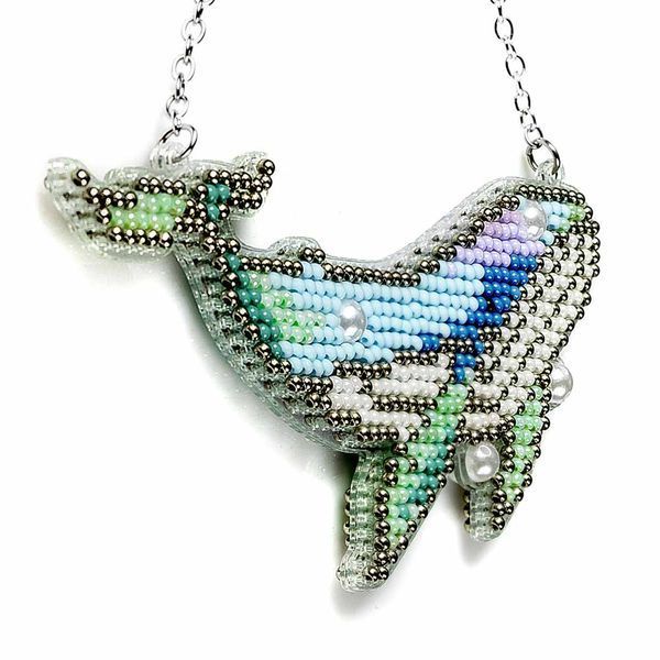 Bead Embroidery Kit (Plastic Base) &ndash; &ldquo;Whale&rdquo; (Double-Sided) FLPL-097