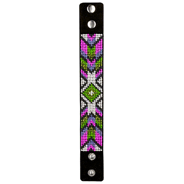 Faux Leather Bead Embroidery Kit &ndash; &ldquo;Bracelet&rdquo; (3 &times; 22 cm) FLBB-013 Black