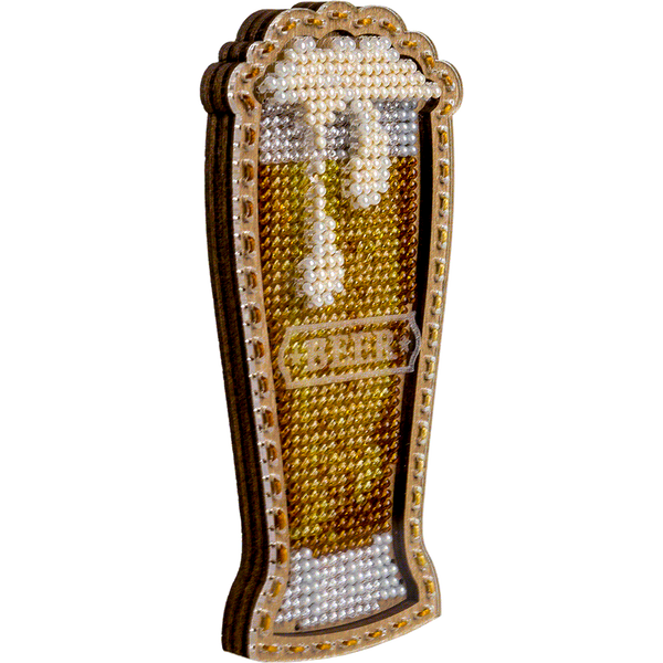 Wooden Bead Embroidery Kit &ndash; &ldquo;Beer Glass&rdquo; FLK-362