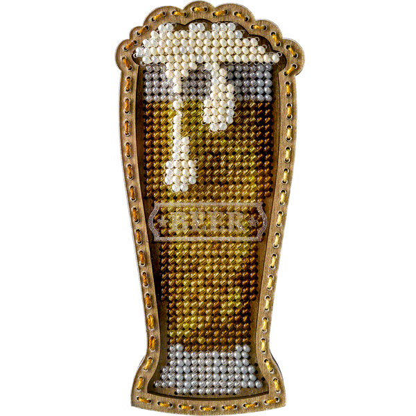 Wooden Bead Embroidery Kit &ndash; &ldquo;Beer Glass&rdquo; FLK-362
