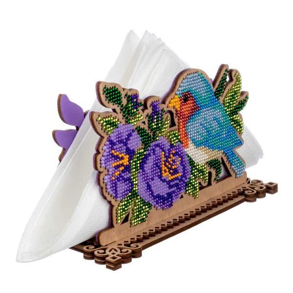 Bead Embroidery Kit on Wood &ndash; &ldquo;Napkin Holder &ndash; Blue Tit&rdquo; FLK-532
