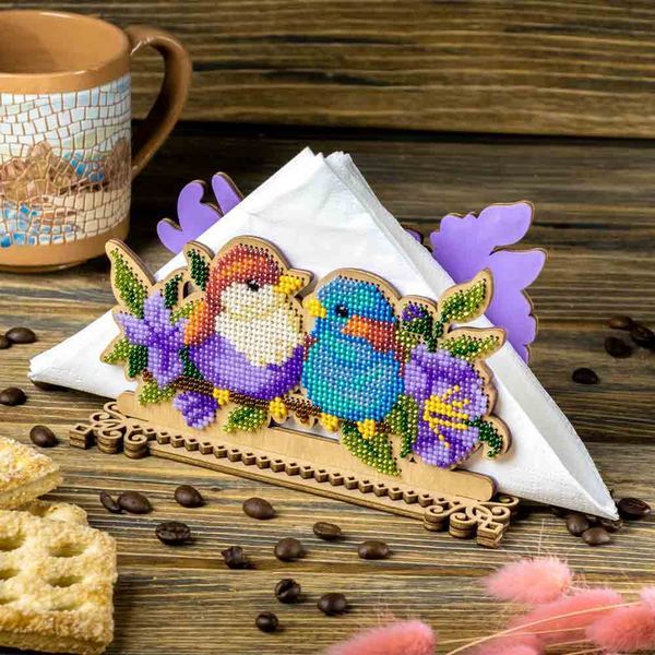 Bead Embroidery Kit on Wood &ndash; &ldquo;Napkin Holder &ndash; Blue Tit&rdquo; FLK-532