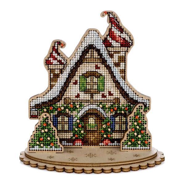 Wooden Cross-Stitch Kit &ndash; &ldquo;Winter Cottage&rdquo; FLW-046
