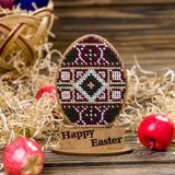 Wooden Bead Embroidery Kit &ndash; &ldquo;Easter Egg &ndash; Happy Easter&rdquo; FLK-337