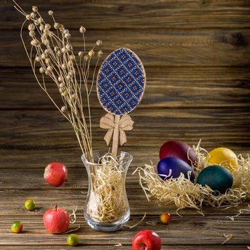 Wooden Bead Embroidery Kit &ndash; &ldquo;Easter Egg Topper&rdquo; FLK-036