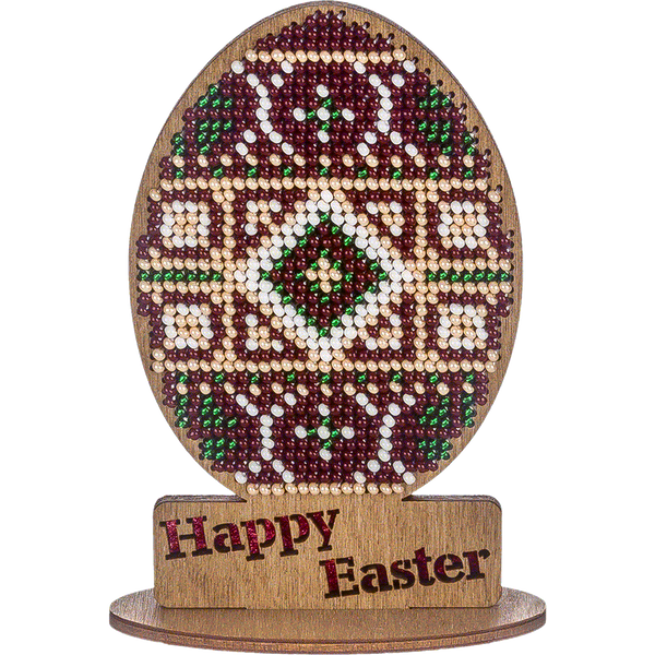 Wooden Bead Embroidery Kit &ndash; &ldquo;Easter Egg &ndash; Happy Easter&rdquo; FLK-337