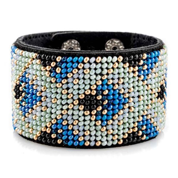 Faux Leather Bead Embroidery Kit &ndash; &ldquo;Bracelet&rdquo; (4 &times; 22 cm) FLBB-104 Black