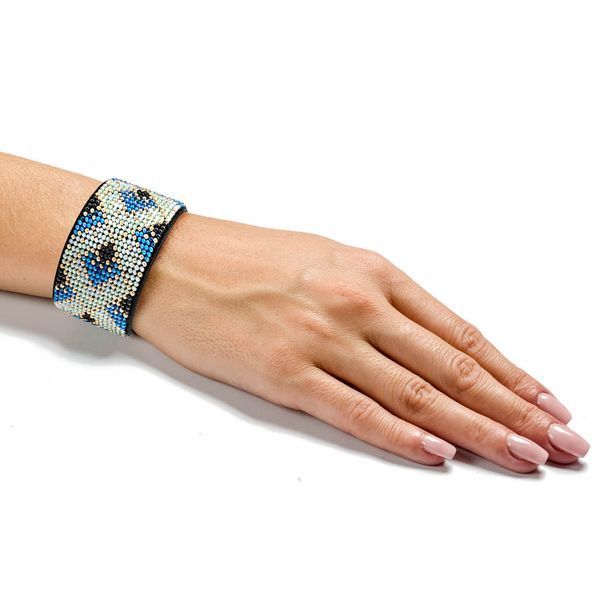 Faux Leather Bead Embroidery Kit &ndash; &ldquo;Bracelet&rdquo; (4 &times; 22 cm) FLBB-104 Black