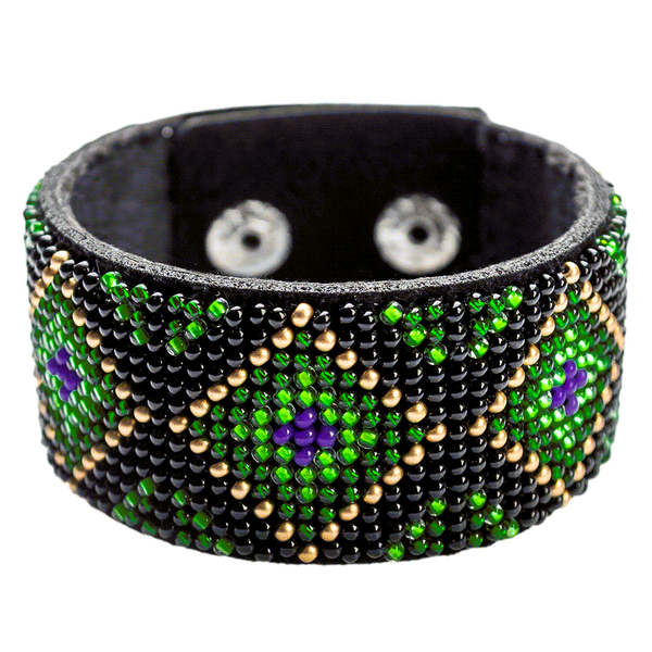Faux Leather Bead Embroidery Kit &ndash; &ldquo;Bracelet&rdquo; (3 &times; 22 cm) FLBB-019 Black