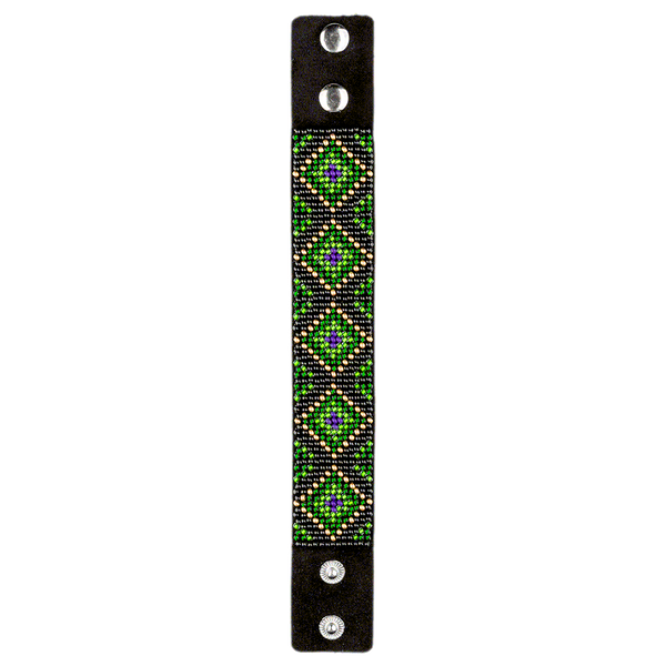 Faux Leather Bead Embroidery Kit &ndash; &ldquo;Bracelet&rdquo; (3 &times; 22 cm) FLBB-019 Black