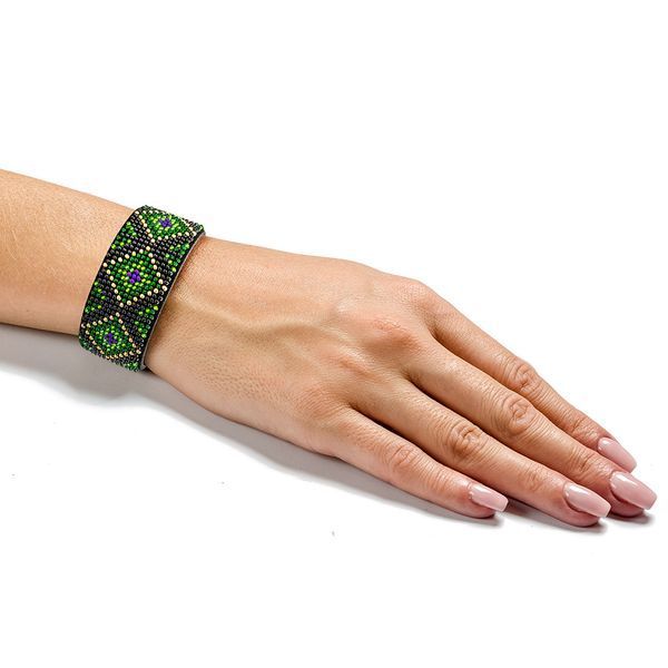 Faux Leather Bead Embroidery Kit &ndash; &ldquo;Bracelet&rdquo; (3 &times; 22 cm) FLBB-019 Black